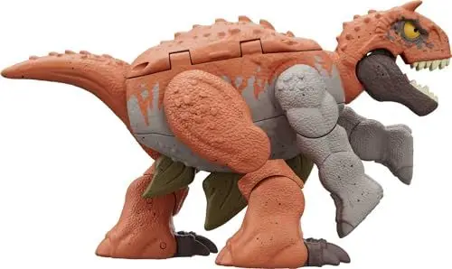 Produktbild: JURASSIC WORLD Fierce Changers Double Danger - Carnotaurus und Stegosaurus, 2-in-1-Verwandlungsspielzeug mit besonderem Twist, für Kinder ab 6 Jahren, HLP07