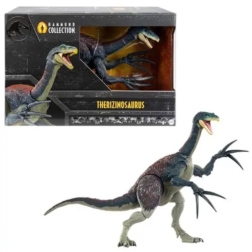 Produktbild: Jurassic World: Ein neues Zeitalter Hammond-Sammlung Therizinosaurus-Dinosaurierfigur mit 25 Bewegungspunkten, voll beweglichen Klauen, Glasaugen und verdrahtetem Schwanz, HXP73