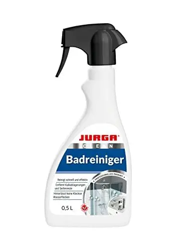 Produktbild: JURGA Badreiniger Spray 0,5 L, Duschkabinen Reinigung gegen Kalk- & Seifenreste, Entkalker Duschkpf