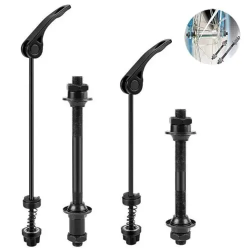 Produktbild: Jushion 4 STÜCK Fahrrad Hohlwelle Schnellspanner, Fahrrad Achse Hinterrad, Fahrrad Achse Vorderrad, Fahrrad Achse Set, Schwarz Fahrrad Vorderradachse für 20, 22, 24, 26, 28 Zoll Fahrradachsen