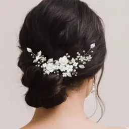 Produktbild: Jushion Weiße Weiche Keramische Blume Silberlegierung Blatt, Braut Haarschmuck Hochzeit,Hochzeit Handmade Haarschmuck, Blume Braut Hochzeit Haar Rebe Perle Haarschmuck Braut Stirnband Kopfschmuck