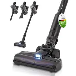 Produktbild: Juskys 2-in-1 Akkustaubsauger VC2101 mit Zubehör - kabellos & beutellos - HEPA Filter, Düsen & Wandhalterung - Akku Staubsauger Schwarz