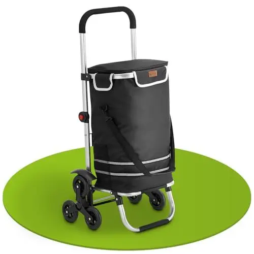 Produktbild: Juskys 3in1 Einkaufstrolley für Treppen - 56 L, modern & klappbar - Treppensteiger Trolley zum Shopping - Sackkarre & Tasche - Trolli Schwarz