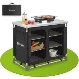 Produktbild: Juskys Campingküche faltbar mit Tragetasche - Outdoor Camping Küche Campingschrank klappbar - Faltbare Küchenbox - Schwarz