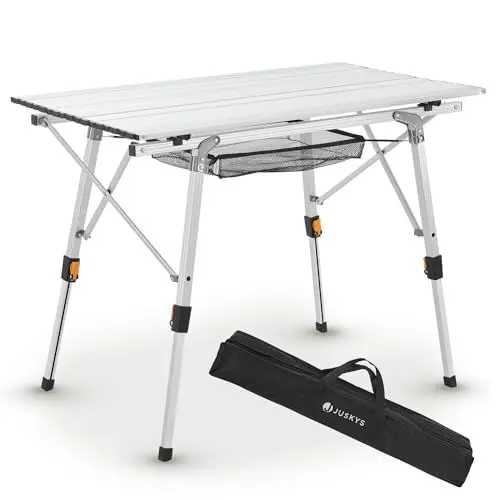 Produktbild: Juskys Campingtisch Picco - Aluminium Tisch 90 x 52 cm leicht, klappbar, höhenverstellbar - Camping, Garten - Outdoor Klapptisch - Gartentisch Silber