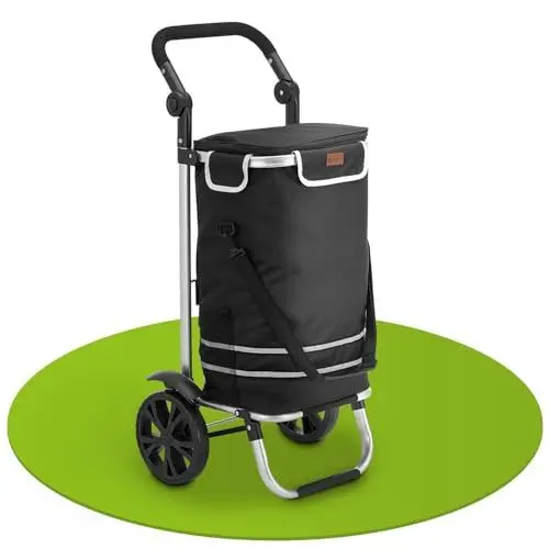 Produktbild: Juskys Einkaufstrolley 3in1 mit 2 Rollen für Shopping - 56 L Tasche abnehmbar - Trolley klappbar & modern - Sackkarre Einkaufsroller Schwarz