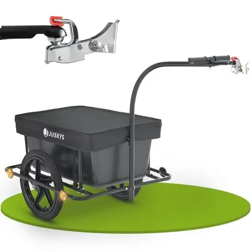 Produktbild: Juskys Fahrradanhänger 90 Liter - Lastenanhänger mit Kupplung, Deichsel — Anhänger für Fahrrad 40/80 kg Zuladung - Transportanhänger mit Schutzplane