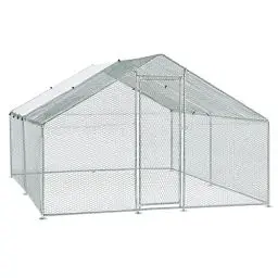 Produktbild: Juskys Freilaufgehege 3x4x2m - Hühnerstall aus Metall begehbar mit 12 m² Lauffläche, Tür & Riegel - Freigehege für Hühner, Kleintiere & Pflanzen