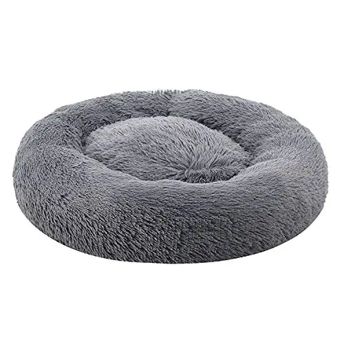 Produktbild: Juskys Haustierbett Monty L 70 cm rund Donut flauschig, rutschfest & waschbar - Hunde & Katzen Hellgrau Hundebett Katzenbett Hundesofa Hundecouch