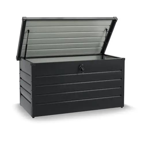 Produktbild: Juskys Metall Aufbewahrungsbox Limani 380 Liter - Outdoor Box - wasserdicht, abschließbar - Gartenbox, Auflagenbox, Kissenbox für Garten Anthrazit