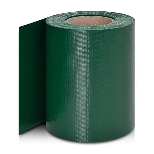 Produktbild: Juskys PVC Sichtschutzstreifen Doppelstabmatten Zaun - 35m x 19 cm - 30 Befestigungsclips - grün - Zaunfolie Sichtschutz Windschutz Garten Gartenzaun