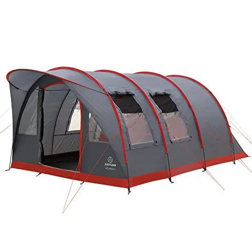 Produktbild: JUSTCAMP Atlanta 5, Familienzelt für 5 Personen - Tunnelzelt mit Stehhöhe inkl. Vordach & Boden, Eingang mit Fliegengitter - Campingzelt groß, geräumig, wasserdicht - Ideal für Campen & Festival