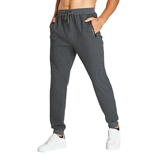 Produktbild: JustSun Jogginghose Herren Trainingshose Männer Freizeithose Sporthose Herren Lang Baumwolle Fitness Reissverschluss Taschen Dunkelgrau XL