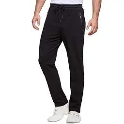 Produktbild: JustSun Jogginghose Herren Trainingshose Sporthose Herren Lang Baumwolle Fitness Hosen Herren Reissverschluss Taschen Schwarz L