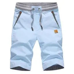 Produktbild: JustSun Kurze Hosen Herren Shorts Sommer Shorts Chino Baumwolle mit Tunnelzug Himmelblau XL