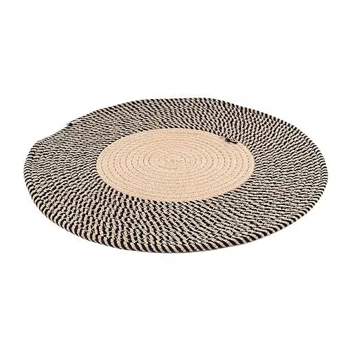 Produktbild: Jute-Teppich, Zarter, Wendbarer, Runder, Modischer Teppich Im Nordischen Stil für den Flur (120 cm)