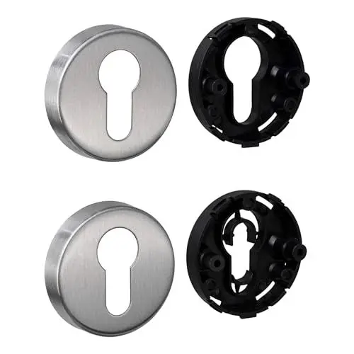 Produktbild: JUVA Zylinderrosette Edelstahl matt rund | 1 Paar - Tür-Rosettenpaar Abdeckung für Zimmertüren | PZ-Zylinder Innentür mit Zubehör | H8250 | Schlüsselrosette rostfrei | Rosetten-Türschloss