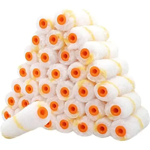 Produktbild: Juvale Mini Farbwalze (Set, 36 Stück) - Malerwalze, Farbroller - Perfekt für Kleine Ausbesserungsarbeiten in Zimmern, an Türen - Weiß, Orange, 10,2 cm