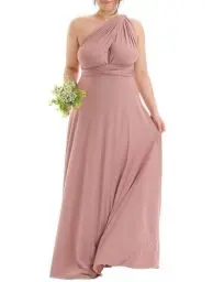 Produktbild: Juvell Brautjungfernkleid Curvy - Brautjungfernkleid lang - Plus Size Maxi-Kleid - Wickelkleid Curvy - Hochzeit-Abiball - festliches Multiway-Kleid - 1000-C (46-50, Altrosa)