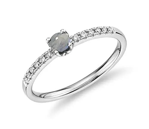 Produktbild: Juweliergift 925 Sterling-Silber Halo Versprechen Ring Natürlicher Ranibow Mondstein Edelstein Hochzeit Engagement Solitaire Ring Frauen und Mädchen Schmuck: n