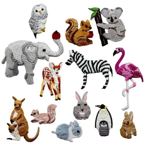 Produktbild: Juxtaposia 13 Stück Tiere Bügelflicken,Patches Zum Aufbügeln Kann für DIY,Aufbügelflicken geeignet für Erwachsene und Kinder für Jeans, T-Shirts,Schultaschen, Schuhe.