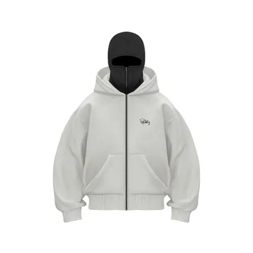 Produktbild: JUZILO Winter Hoodie Pullover & Strickjacken FüR Herren Pullover Herren Baumwolle Oversize Hoodie Herren Sport Jacke Herren Herren Kapuzenpullover Winter mit Sturmhaube Ninja Hoodie Kapuzenjacke