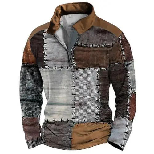 Produktbild: JUZILO ausgefallene Pullover Herren Fleecejacke Herren Arbeit Freizeithemden für Herren arbeitshemden Herren Langarm Pullover für Herren Pullover Herren Zip Hoodie