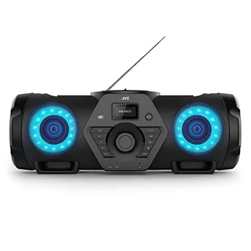 Produktbild: JVC Boomblaster RV-NB300DAB, 2 x 30 Watt, DAB+, UKW, Bluetooth, CD, USB, Line-In, Gitarren- & Mikrofoneingang, Fernbedienung