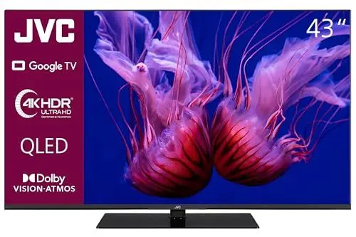 Produktbild: JVC Google TV 43 Zoll QLED Fernseher (4K UHD Smart TV, HDR Dolby Vision, Dolby Atmos, Triple-Tuner) LT-43VGQ8255