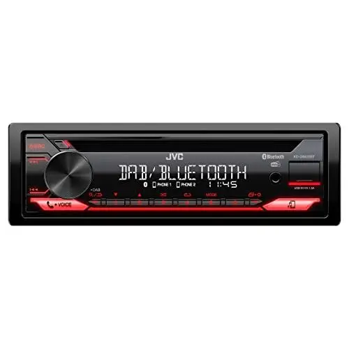 Produktbild: JVC KD-DB622BT CD-Autoradio mit DAB+ und Bluetooth Freisprecheinrichtung (Soundprozessor, USB, AUX-In, Spotify Control, 4 x 50 Watt, rote Tastenbeleuchtung, Ohne Antenne)