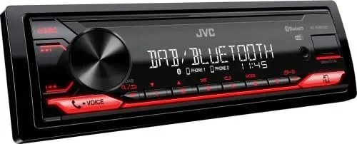 Produktbild: JVC KD-X282DBT USB-Autoradio mit DAB+ & Bluetooth Freisprecheinrichtung (USB, AUX-In, 1 x Pre-Out 2,5V, Soundprozessor, 4x50 W, rote Tastenbeleuchtung)