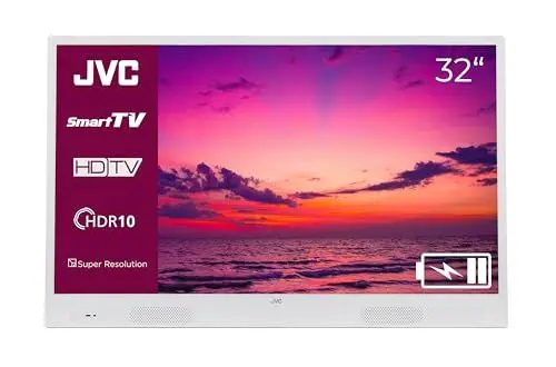 Produktbild: JVC tragbarer 32 Zoll Fernseher LT-32VHP256W mit integriertem Akku (HD Smart TV, Triple-Tuner, Bluetooth) inkl. 6 Monate HD+
