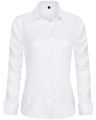 Produktbild: J.VER Bluse Damen Casual Business Bluse Damen Button Down Shirts Klassische Langarm Kragen Tops Bügelleichtes Modern Oberteil,Weiß,S