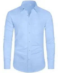 Produktbild: J.VER Bügelfrei Freizeit Herrenhemden Herren Knopfleiste Sommerhemden Pure Büro Hemden Body Fit Casual Business Shirt mit Tasche,Hellblau,3XL