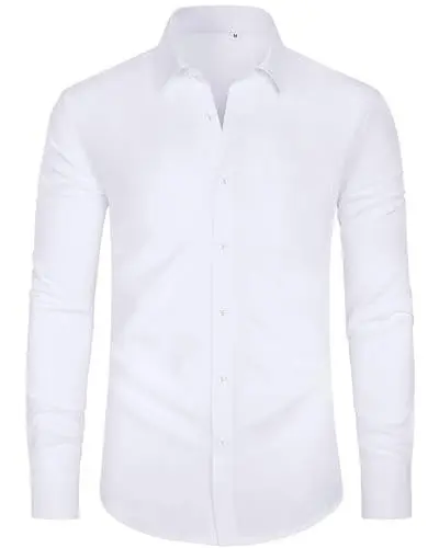 Produktbild: J.VER Hemd Herren Langarm Bügelfrei Business Hemd Regular Fit Anzug Freizeithemden Elastiscer Modische Herren Hemden,Weiß,3XL