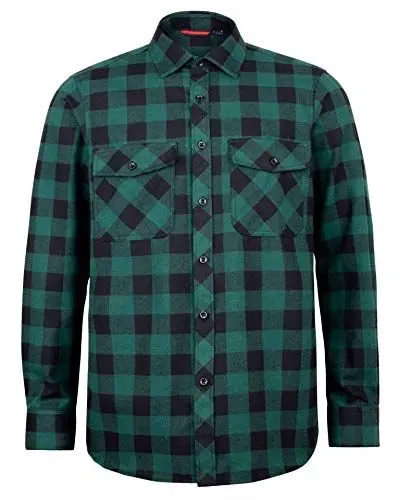 Produktbild: J.VER Herren Hemd Kariertes Freizeithemd Normale Passform Lange Ärmel Flanellhemden, BGrün 3XL