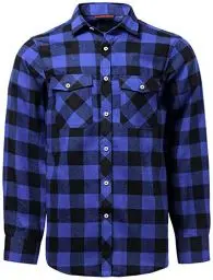 Produktbild: J.VER Herren Hemd Kariertes Freizeithemd Normale Passform Lange Ärmel Flanellhemden, Blau&schwarz XXL