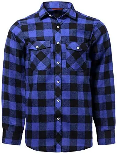 Produktbild: J.VER Herren Hemd Kariertes Freizeithemd Normale Passform Lange Ärmel Flanellhemden, Blau&schwarz XXL