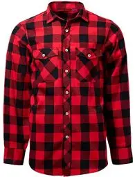 Produktbild: J.VER Herren Hemd Kariertes Freizeithemd Normale Passform Lange Ärmel Flanellhemden, Rot&schwarz 6XL