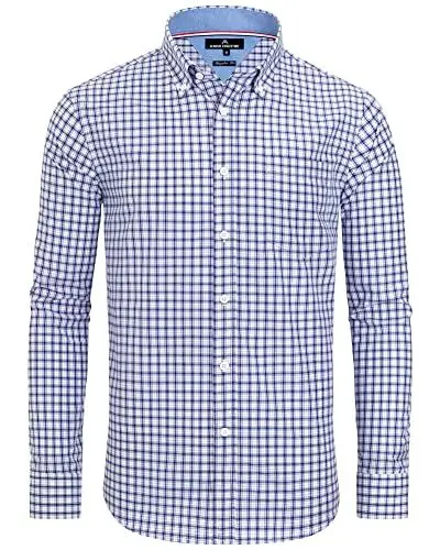 Produktbild: J.VER Herren Hemd Oktoberfest Bier Karohemd Langarmshirt Stretch Businesshemd Herbst Klassischen Karneval Shirt mit Tasche,Blau Weiß Grau,L