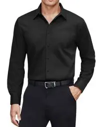 Produktbild: J.VER Herren Hemd Regular Fit Fleckenschutz Langarmhemd Unifarben Freizeithemd Stretch Arbeit Dating Herrenhemden,Schwarz,XL