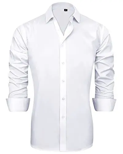 Produktbild: J.VER Herren Hemd Regular Fit Langarm Herrenhemden Freizeithemd Regular Businesshemd Elastiscer Musterhemd,Weiß,4XL