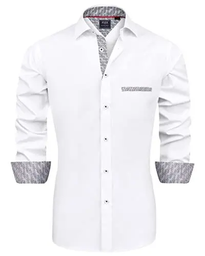 Produktbild: J.VER Herren Hemd Regular Fit Langarm Herrenhemden Freizeithemd Regular Businesshemd elastiscer Musterhemd