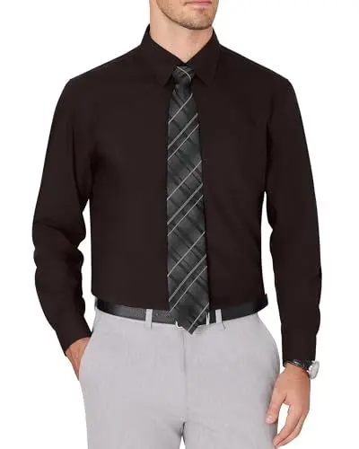 Produktbild: J.VER Herrenhemden Langarm Comfort Fit Knitterfrei Freizeit Hemden Männer Formales Geschäft Basic Konzert Ehemann Oberteile,Braun,2XL