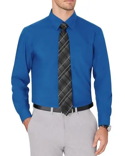 Produktbild: J.VER Herrenhemden Langarm Comfort Fit Knitterfrei Freizeit Hemden Männer Formales Geschäft Basic Konzert Ehemann Oberteile,Royal Blue,2XL