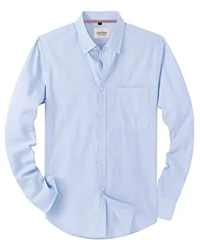 Produktbild: J.VER Oxford Herren Hemd Bügelfrei Regular Fit HerrenHemden Langarm Casual Oberhemd aus Baumwolle Button Down Hemden Faltenfrei Freizeithemd mit Tasche,Hellblau,L