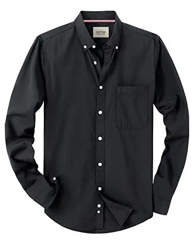 Produktbild: J.VER Herren Hemd Langarm Comfort Fit Businesshemd Bügelleicht Hemden Männer Wrinkle Free Casual Oberhemd Button Down Hemden Faltenfrei Freizeithemd mit Tasche,Schwarz,3XL