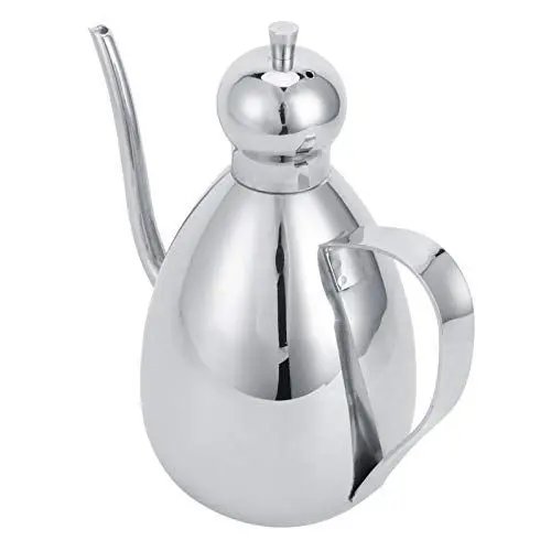 Produktbild: Jwthee Olivenölspender, 1 l Olivenöl-Spenderflasche mit Deckel und Griff, Edelstahl-Ölspender, Essig-Menge, Essigtopf, Ölflasche für Sojasauce, Silber