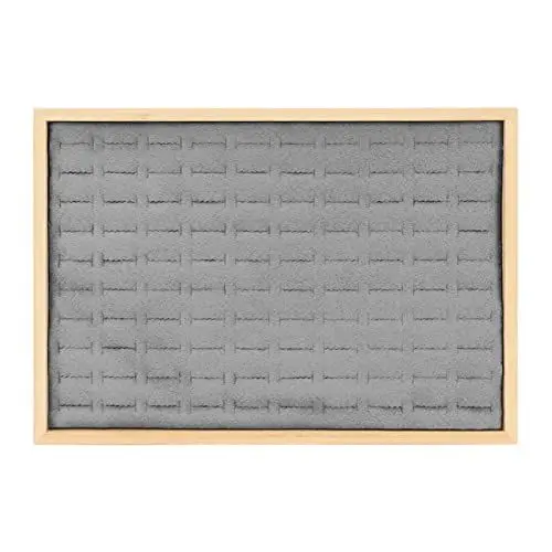 Produktbild: Jwthee Ringhalter-Ausstellungstablett, 100 Fächer, Samt-Schmucktabletts, Organizer für Schubladen, Schmuck-Schubladeneinsätze, Behälter, Vitrine, Aufbewahrungseinsatzhalter für (Grau)