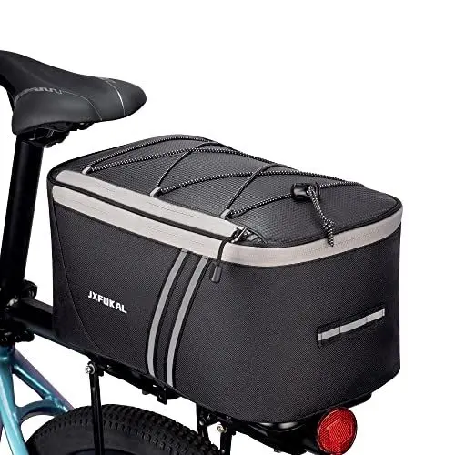 Produktbild: JXFUKAL Fahrrad Gepäckträgertasche, 7L/12L wasserdicht Fahrradtaschen für Gepäckträger E-Bike Radfahren reflektierend Tragetasche und Einstellbarer Kordel für Pendlerreise im Freien mit Regenschutz